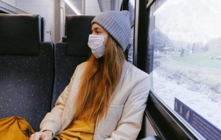 Coronavirus anxiety, woman with face mask