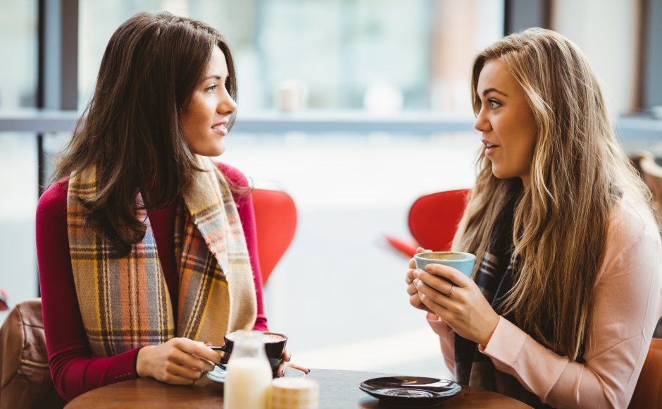 two women chatting over coffee, r u ok suicide prevention campaign